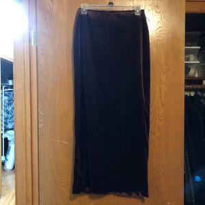 Vintage 1990s Tracy Evans NYC brown velvet maxi skirt 7